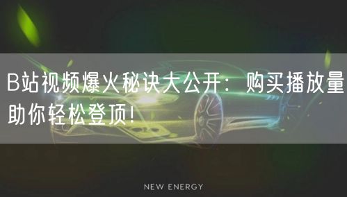 B站视频爆火秘诀大公开：购买播放量助你轻松登顶！