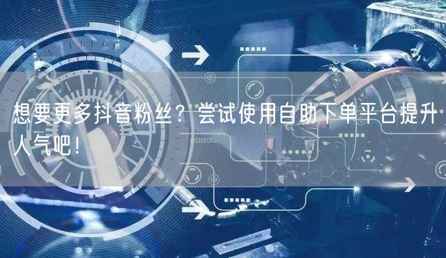 想要更多抖音粉丝？尝试使用自助下单平台提升人气吧！
