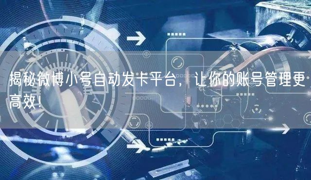 揭秘微博小号自动发卡平台，让你的账号管理更高效！