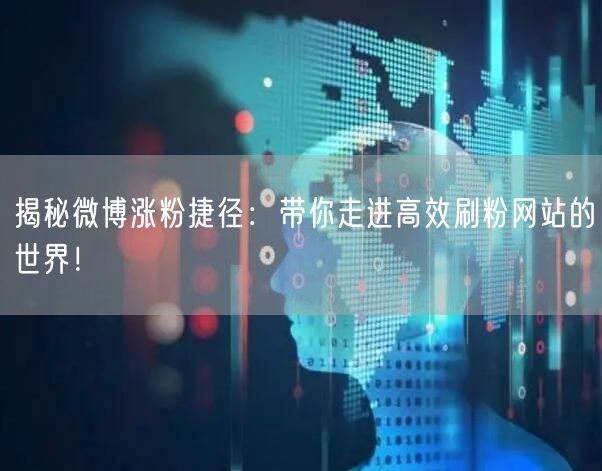 揭秘微博涨粉捷径：带你走进高效刷粉网站的世界！