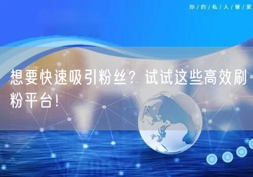 想要快速吸引粉丝？试试这些高效刷粉平台！