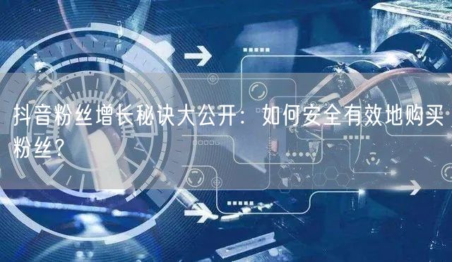 抖音粉丝增长秘诀大公开：如何安全有效地购买粉丝？