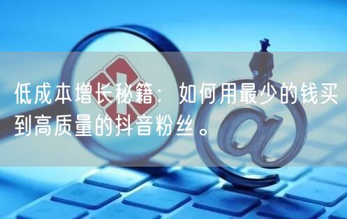 低成本增长秘籍：如何用最少的钱买到高质量的抖音粉丝。
