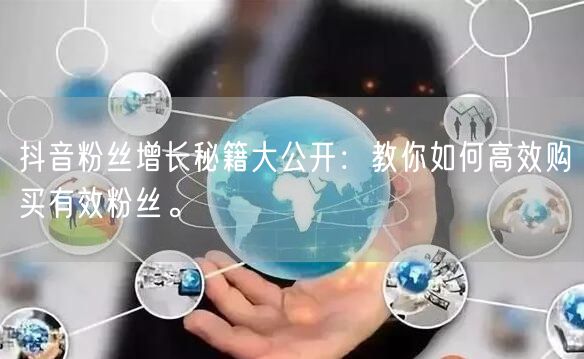 抖音粉丝增长秘籍大公开：教你如何高效购买有效粉丝。