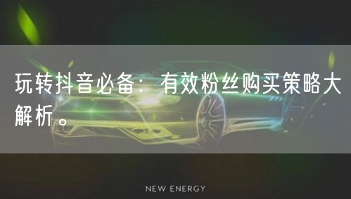 玩转抖音必备：有效粉丝购买策略大解析。