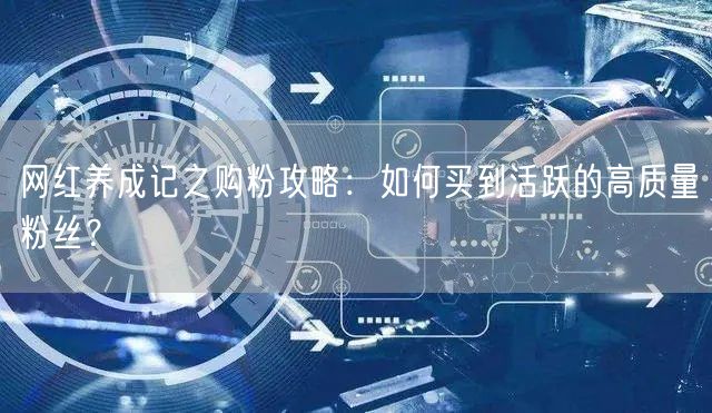 网红养成记之购粉攻略：如何买到活跃的高质量粉丝？