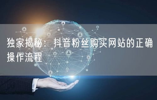 独家揭秘：抖音粉丝购买网站的正确操作流程