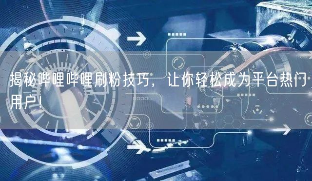 揭秘哔哩哔哩刷粉技巧，让你轻松成为平台热门用户！