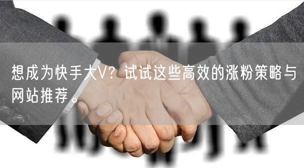 想成为快手大V？试试这些高效的涨粉策略与网站推荐。