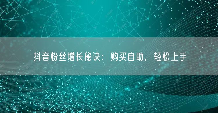 抖音粉丝增长秘诀：购买自助，轻松上手