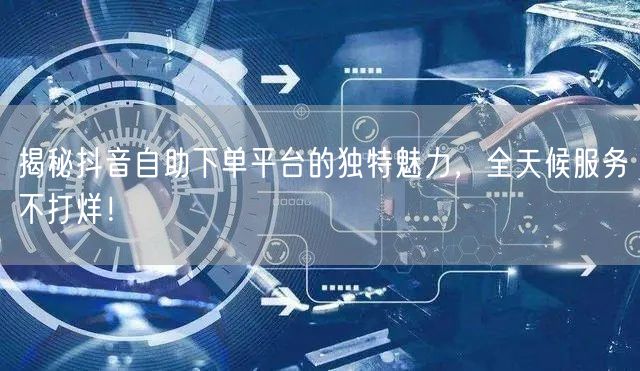 揭秘抖音自助下单平台的独特魅力，全天候服务不打烊！
