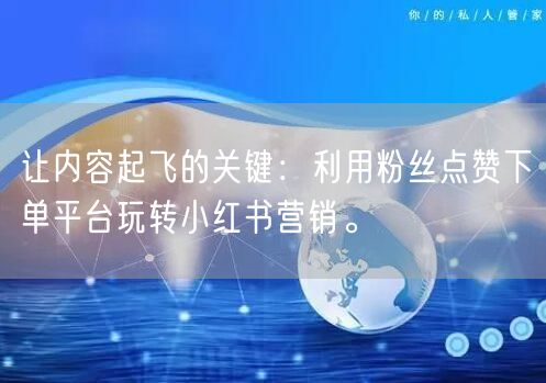 让内容起飞的关键：利用粉丝点赞下单平台玩转小红书营销。