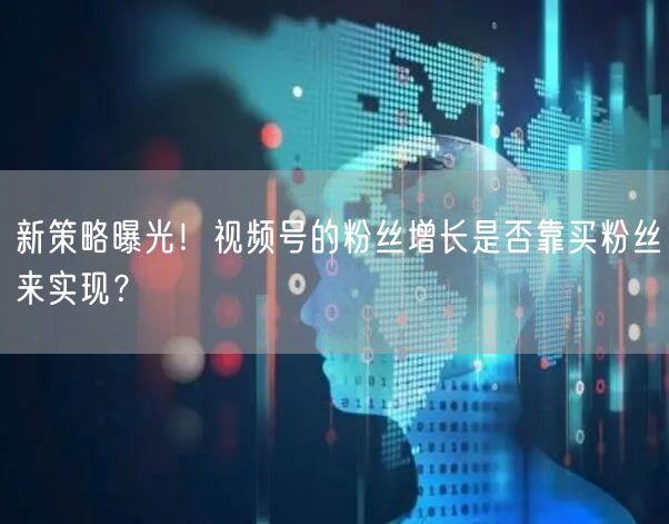 新策略曝光！视频号的粉丝增长是否靠买粉丝来实现？