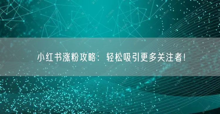 小红书涨粉攻略：轻松吸引更多关注者！