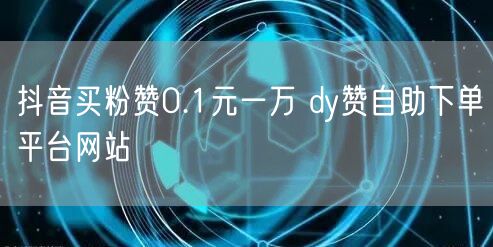 抖音买粉赞0.1元一万 dy赞自助下单平台网站