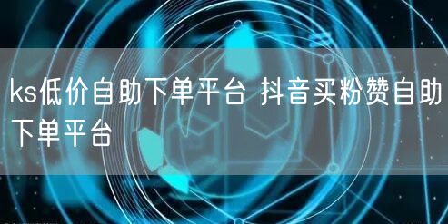 ks低价自助下单平台 抖音买粉赞自助下单平台