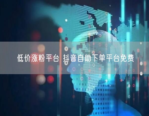 低价涨粉平台 抖音自助下单平台免费