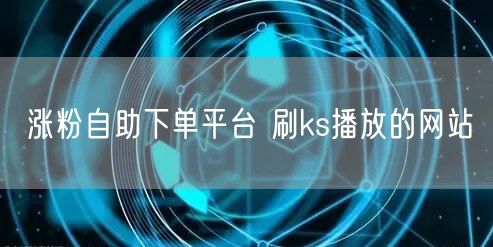 涨粉自助下单平台 刷ks播放的网站