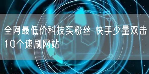 全网最低价科技买粉丝 快手少量双击10个速刷网站