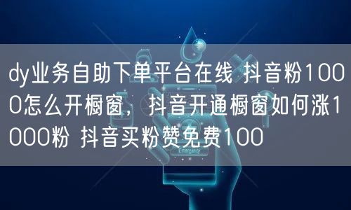 dy业务自助下单平台在线 抖音粉1000怎么开橱窗，抖音开通橱窗如何涨1000粉 抖音买粉赞免费100